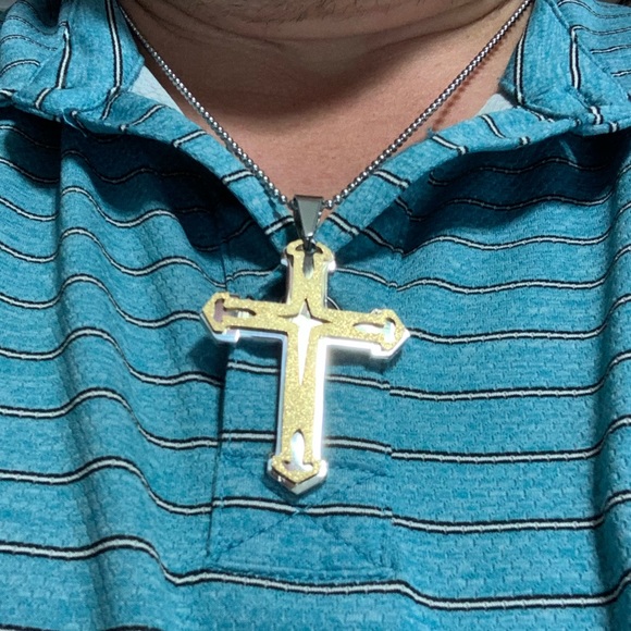 Other - Stardust Cross Pendant Necklace ION Plated YG